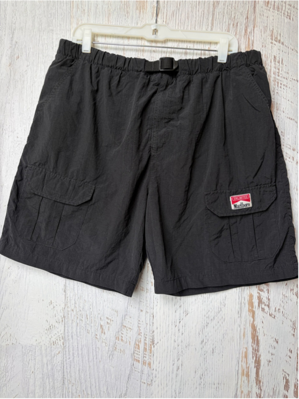 Men's Vintage Marlboro Unlimited Cargo Shorts/Trunks Size L Black